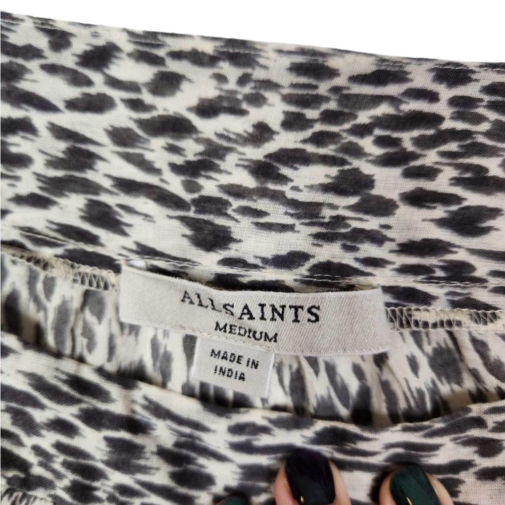 AllSaints Leopard Print Cotton Blouse Size M - Picture 3 of 11